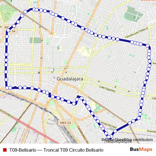 T09-Belisario bus Line Map