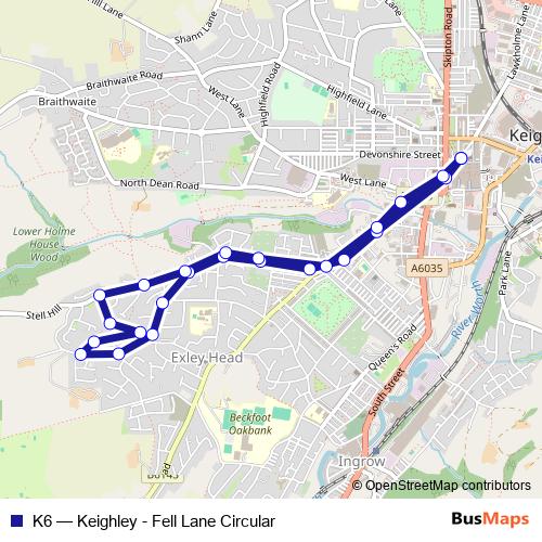 K6 bus Line Map