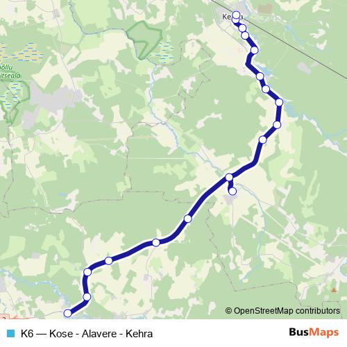 K6 bus Line Map