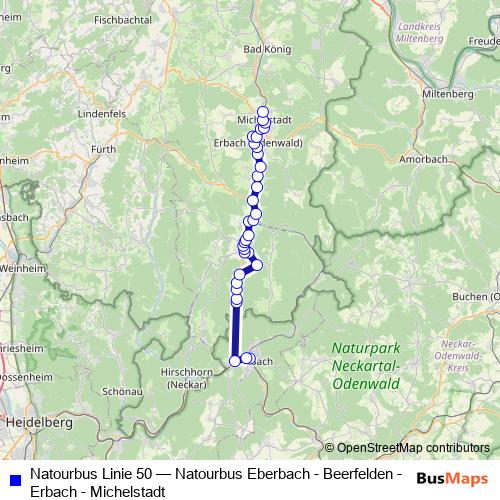 Natourbus Linie 50 bus Line Map