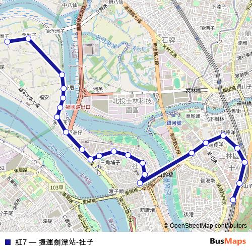 紅7 bus Line Map