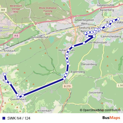 SWK N4 / 124 bus Line Map