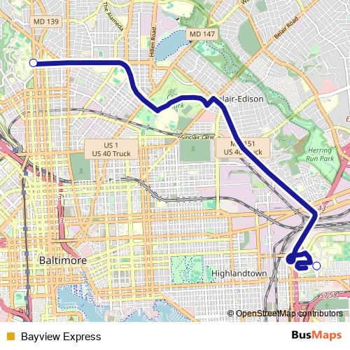 Bayview Express bus Line Map