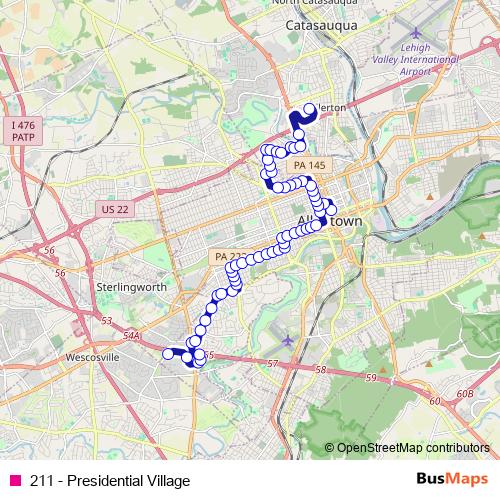 211 - Presidential Village bus Line Map