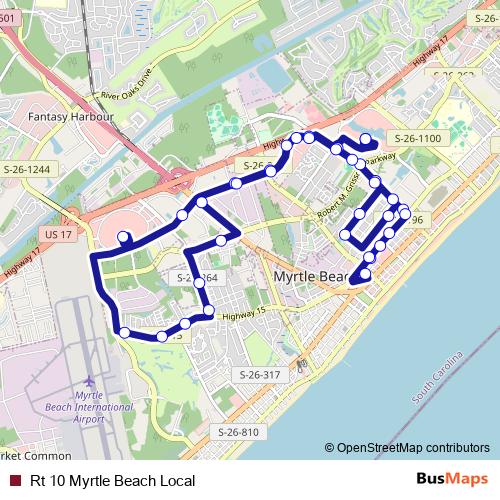 Rt 10 Myrtle Beach Local bus Line Map