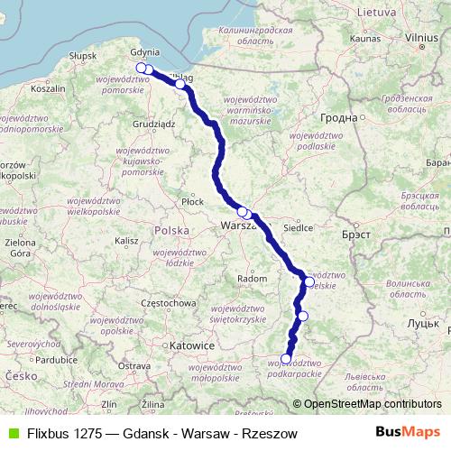 Flixbus 1275 bus Line Map