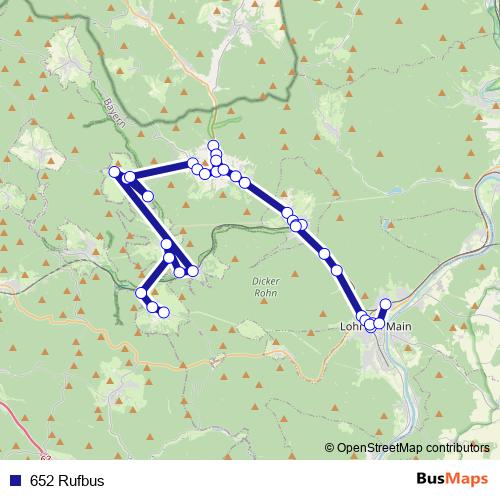 652 Rufbus bus Line Map