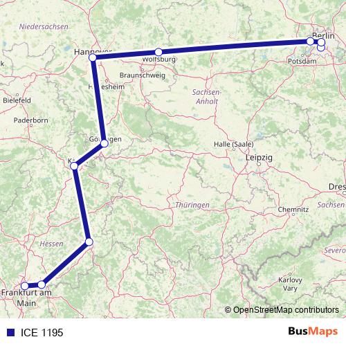 ICE 1195 rail Line Map