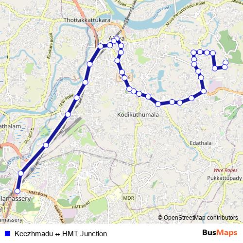 Keezhmadu ↔ HMT Junction bus Line Map