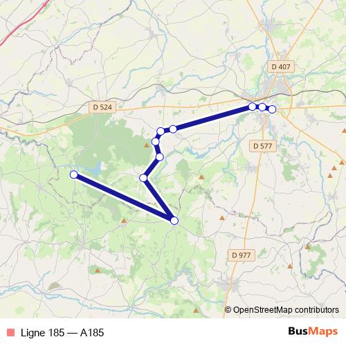 Ligne 185 bus Line Map