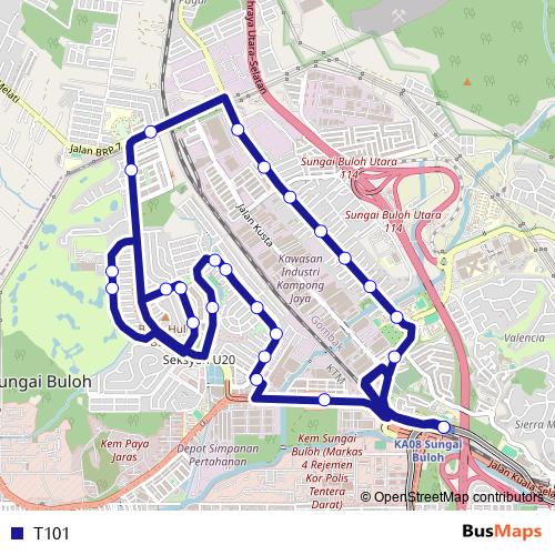T101 bus Line Map