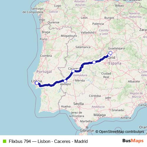 Flixbus 794 bus Line Map