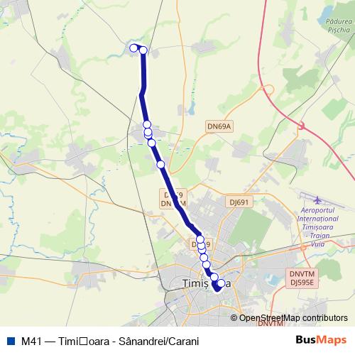 M41 bus Line Map