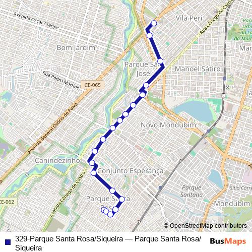 329-Parque Santa Rosa/Siqueira bus Line Map