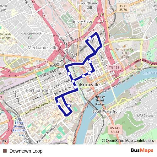 Downtown Loop bus Line Map