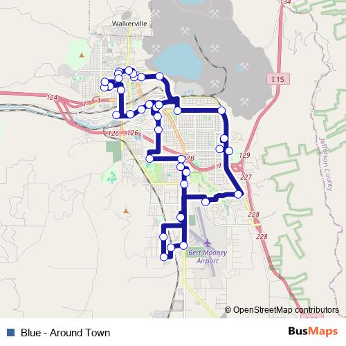 Blue - Around Town bus Line Map