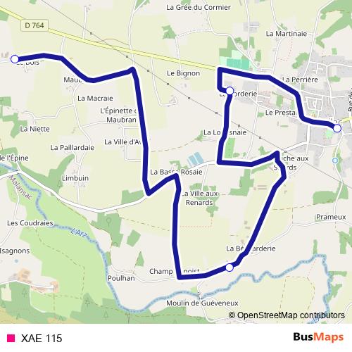 XAE 115 bus Line Map