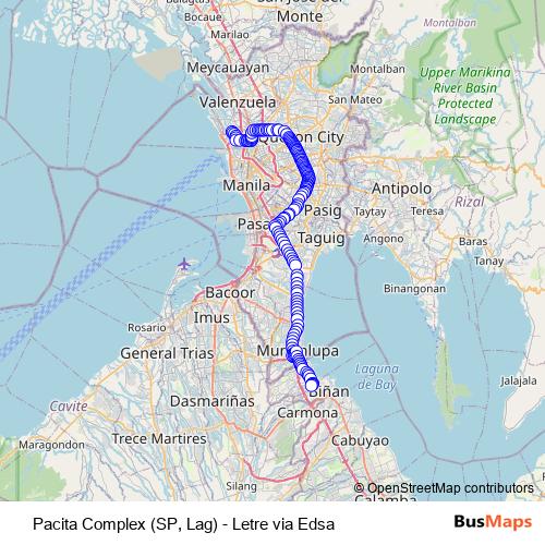 Pacita Complex (SP, Lag) - Letre via Edsa bus Line Map
