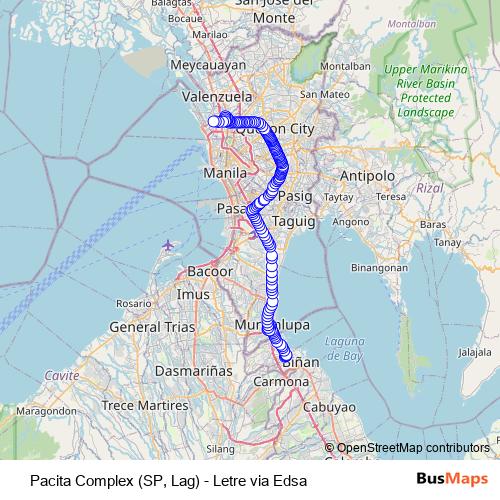 Pacita Complex (SP, Lag) - Letre via Edsa bus Line Map