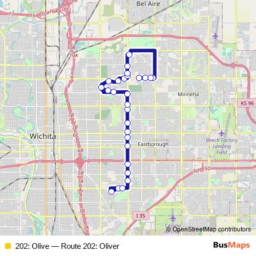 202: Olive bus Line Map
