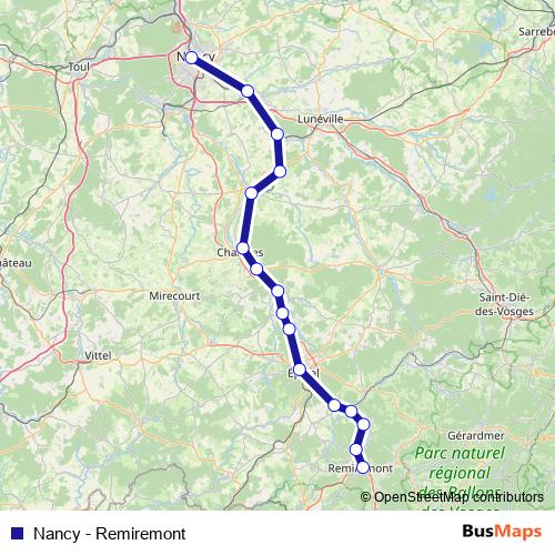 Nancy - Remiremont bus Line Map