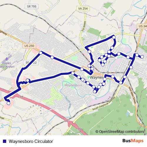 Waynesboro Circulator bus Line Map