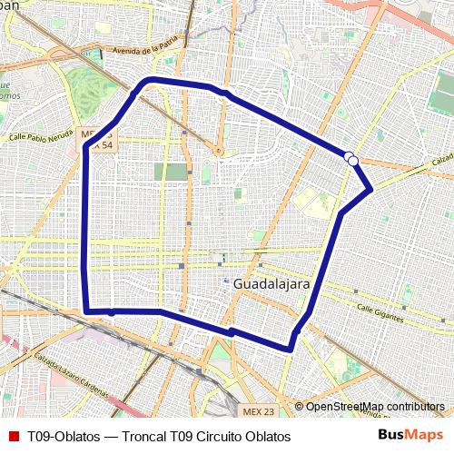 T09-Oblatos bus Line Map