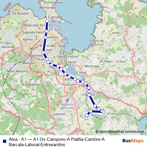 Alsa - A1 bus Line Map