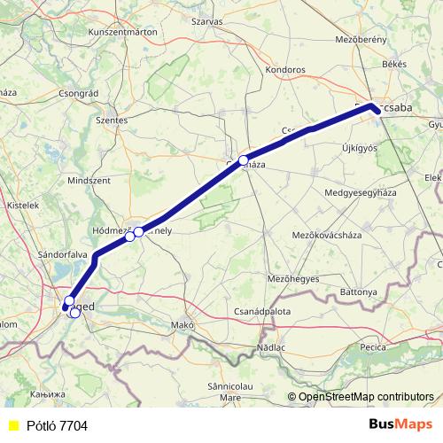 Pótló 7704 bus Line Map