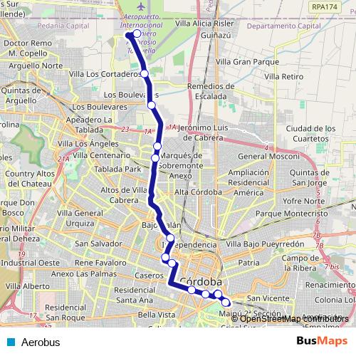 Aerobus bus Line Map