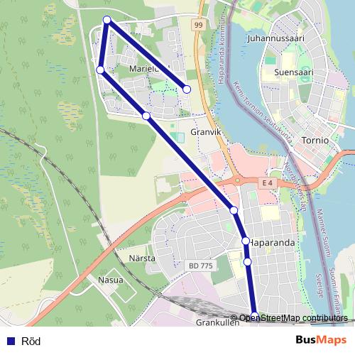 Röd bus Line Map