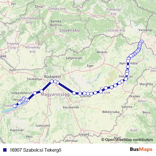 16907 Szabolcsi Tekergő rail Line Map