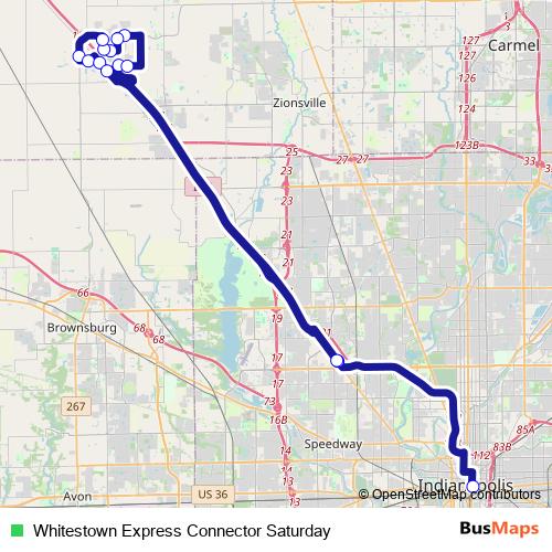 Whitestown Express Connector Saturday bus Line Map
