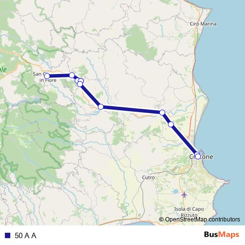50 A A bus Line Map