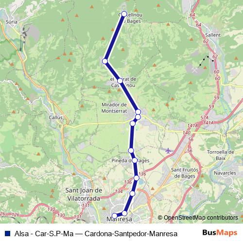 Alsa - Car-S.P-Ma bus Line Map