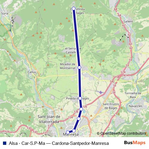 Alsa - Car-S.P-Ma bus Line Map