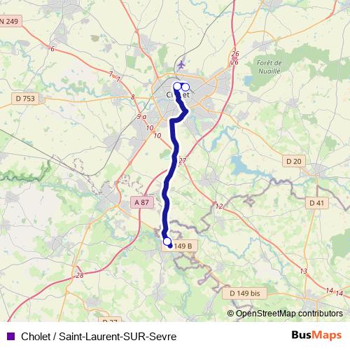 Cholet / Saint-Laurent-SUR-Sevre bus Line Map