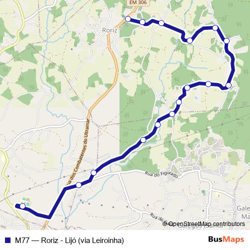 M77 bus Line Map