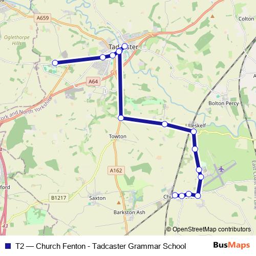 T2 bus Line Map
