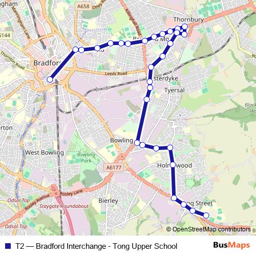 T2 bus Line Map