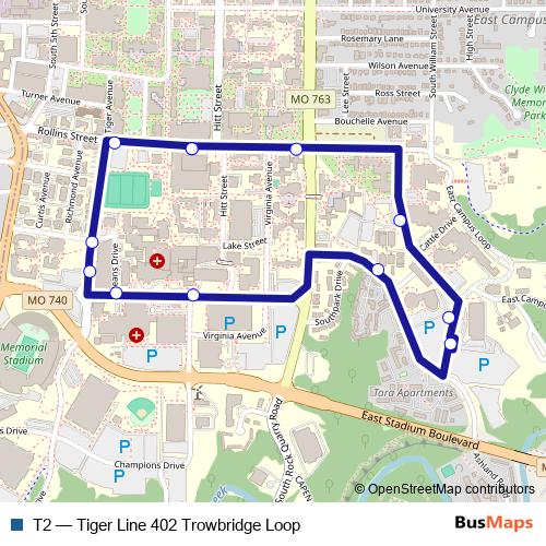 T2 bus Line Map