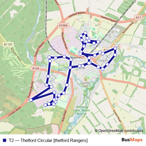 T2 bus Line Map