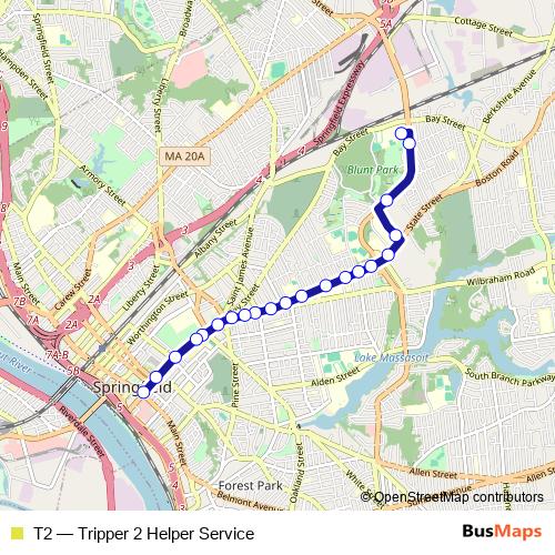 T2 bus Line Map