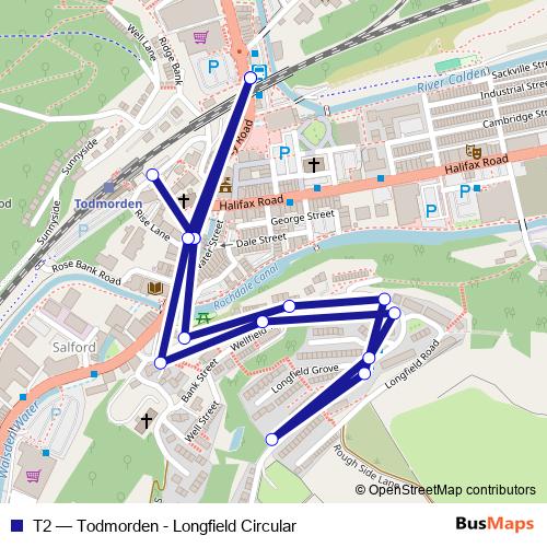 T2 bus Line Map