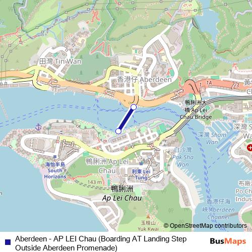 Aberdeen - AP LEI Chau (Boarding AT Landing Step Outside Aberdeen Promenade) ferry Line Map
