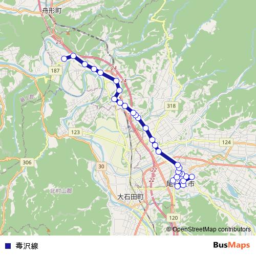毒沢線 bus Line Map