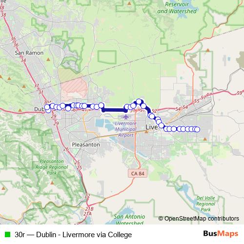 30r bus Line Map