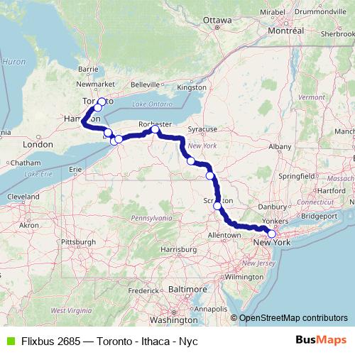 Flixbus 2685 bus Line Map