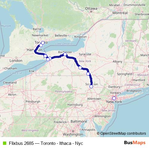 Flixbus 2685 bus Line Map