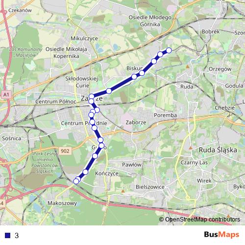 3 tram Line Map